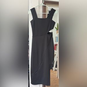 Topshop black asymmetrical cut out dress